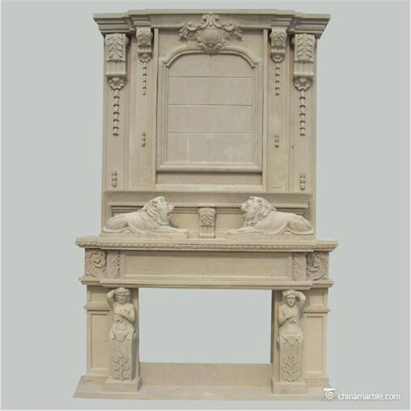 European Decorative Cultured Marble Cherubs Fireplace Mantel