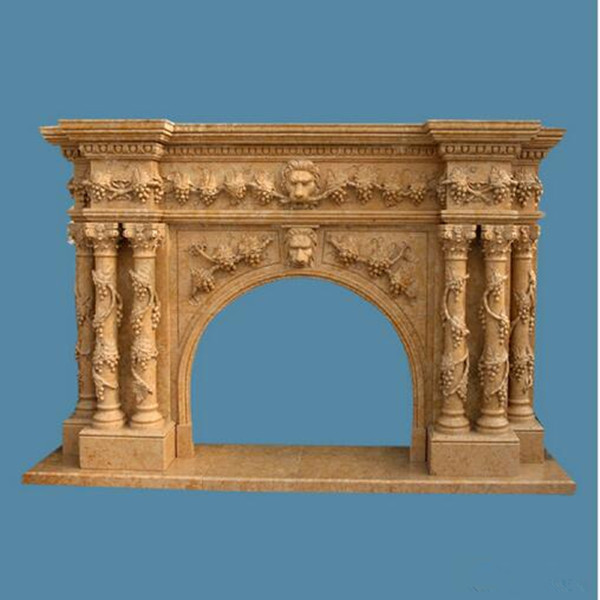 Yellow Composite Granite Column Fireplace Hearth Surround/Fireplace Mantel