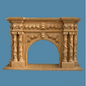 Yellow Composite Granite Column Fireplace Hearth Surround/Fireplace Mantel