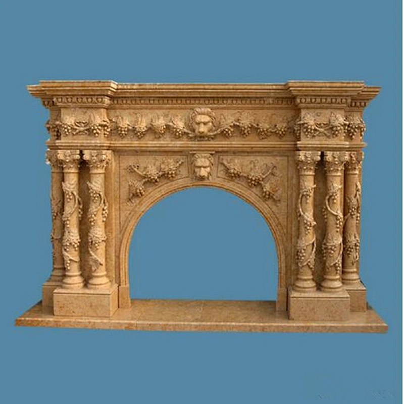 Yellow Composite Granite Column Fireplace Hearth Surround/Fireplace Mantel