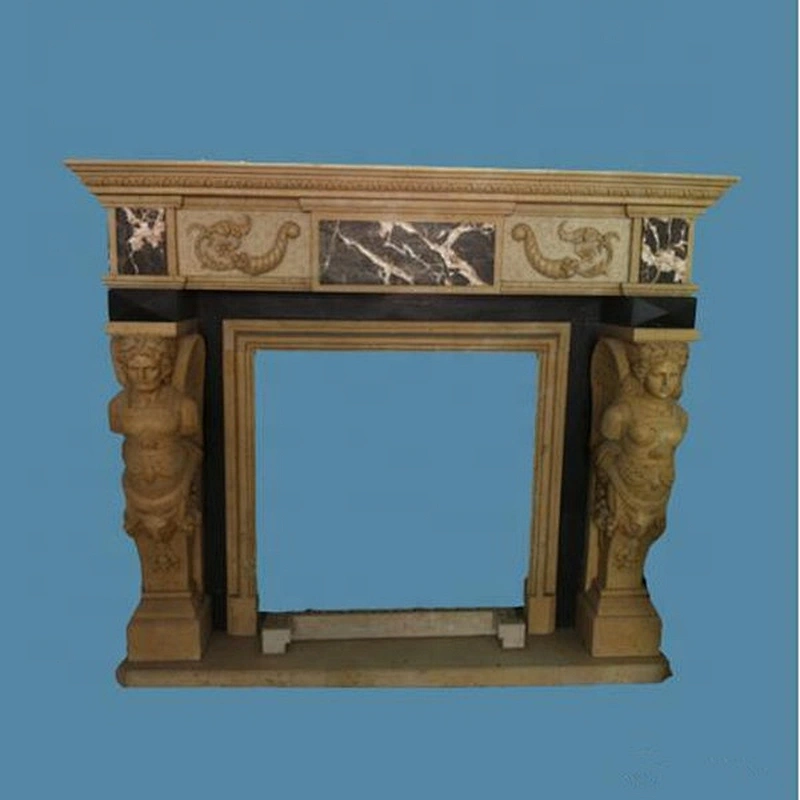 Free Standing Brown Marble Carved Figures Fireplace/fireplace mantel