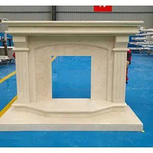 Modern Simple Style Marble Stone Beige Fireplaces with Cheap Price