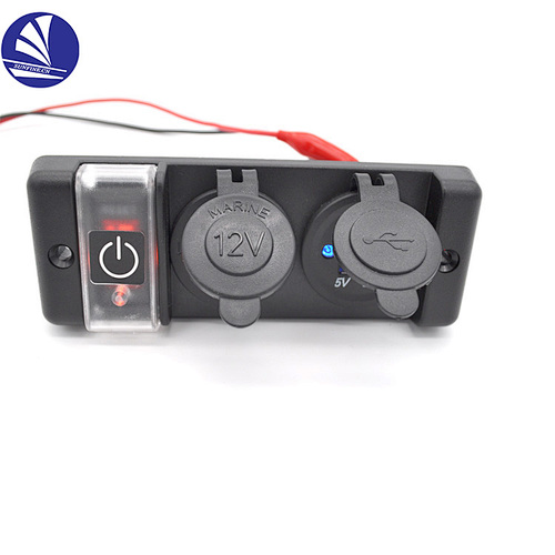 12V/24V  16A resettable circuit breaker switch panel, with USB charger, power socket