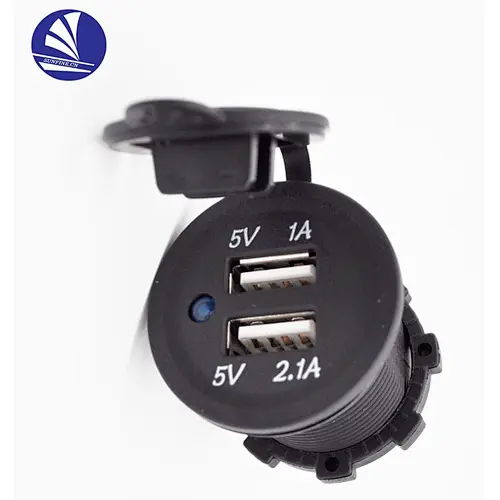 marine grade 3.1A car phone charger dual USB charger dual USB port socket outlet ,2.1A+1Amp ,for car boat,motorcycle,12V/24V DC