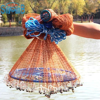High quality Good Selling American Style Hand Easy Throw Cast Net Fishing Mesh Fishing Tackle, 1.5m Tire Cords