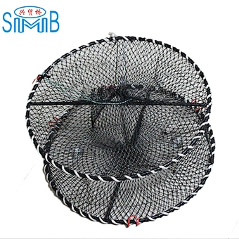 Collapsible round spring loaded crab pot foldable crab pot PE coated frame