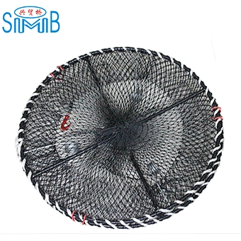 Collapsible round spring loaded crab pot foldable crab pot PE coated frame