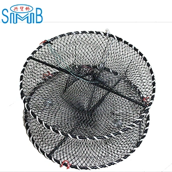 Collapsible round spring loaded crab pot foldable crab pot PE coated frame