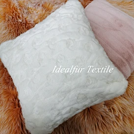 Embossed Rabbit Fur Pillow for Sofas and Beds
