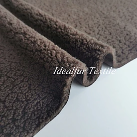 Lamb Embossed Sherpa Faux Fur Fabric with Suede Bonding Fabric for Coat