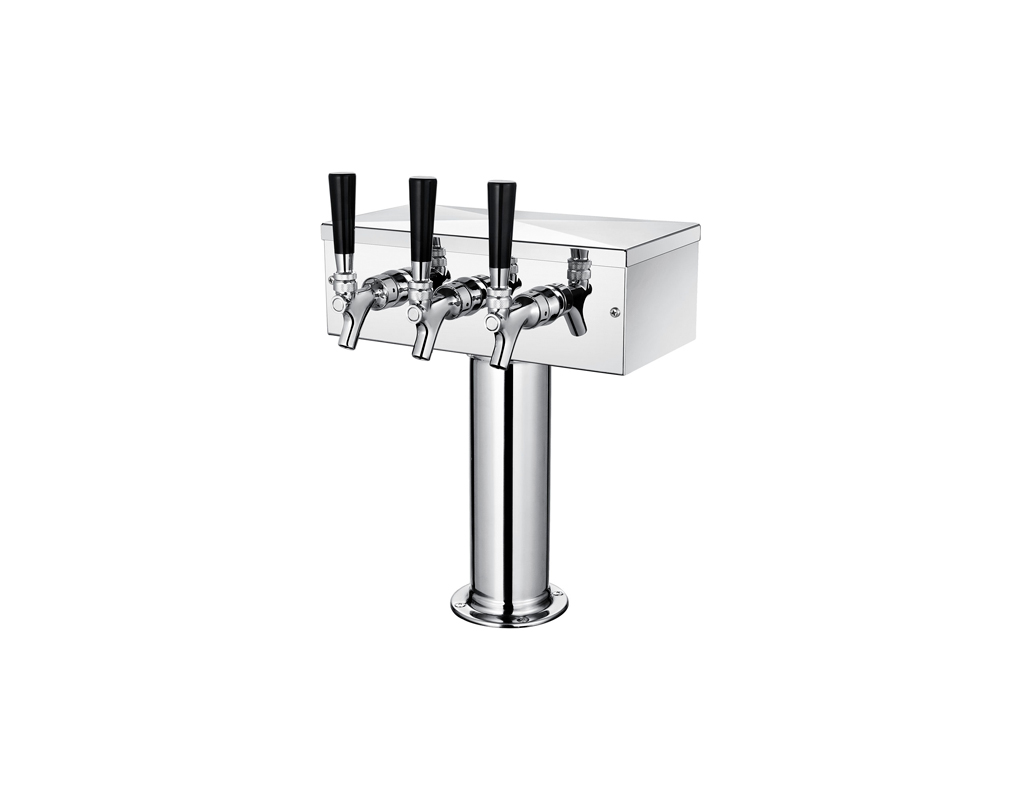 Pedestal Single 3TAPS polished Beer Tower