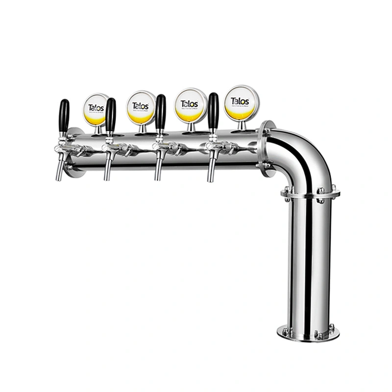 TALOS L Tower Stainless Steel 4 Tap Tower 102mm Beer Dispensing Equipment Draft Beer Tower (LED,Polished)