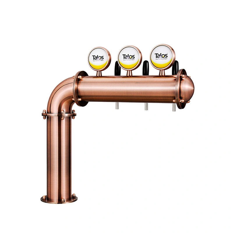 TALOS L Tower Stainless Steel 3 Tap Tower 102mm Beer Dispensing Equipment Draft Beer Tower (LED,Red Bronze)