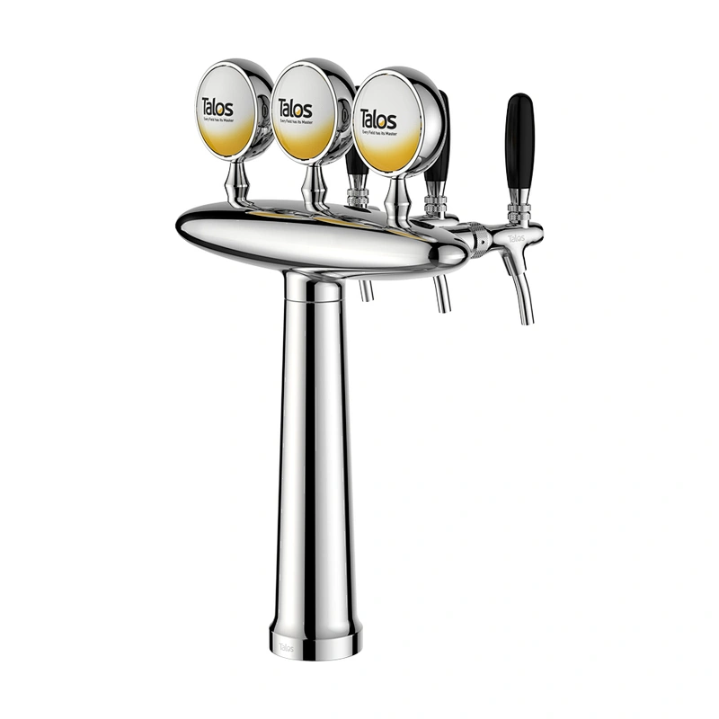 TALOS Elliptical Tap Tower Chrome 3-way Dispensing Tower Draft Beer Tower