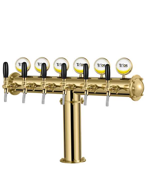 TALOS T Tower Stainless Steel 6 Tap Tower 102mm Beer Dispensing Equipment Draft Beer Tower (PVD, LED)