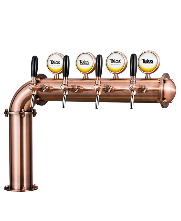 TALOS L Tower Stainless Steel 4 Tap Tower 102mm Beer Dispensing Equipment Draft Beer Tower (LED,Red Bronze)