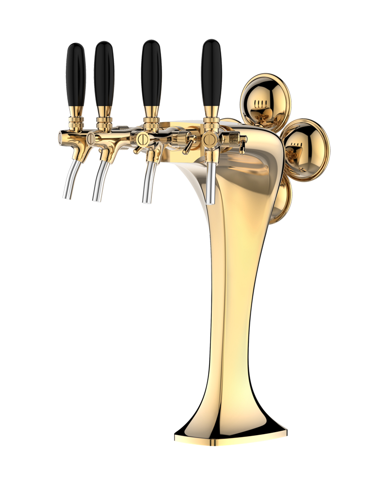 TALOS Cobra Tap Tower Chrome 4-way Dispensing Tower Draft Beer Tower