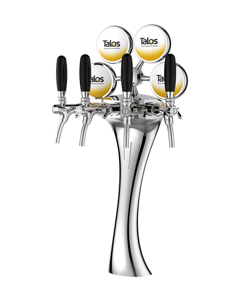 TALOS Elegance Tap Tower Chrome 4-way Dispensing Tower Draft Beer Tower