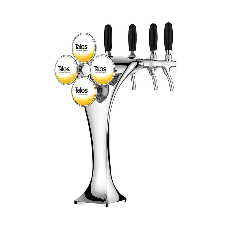TALOS Cobra Tap Tower Chrome 4-way Dispensing Tower Draft Beer Tower