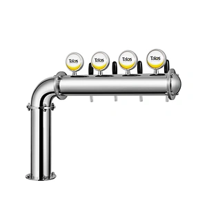 TALOS L Tower Stainless Steel 4 Tap Tower 102mm Beer Dispensing Equipment Draft Beer Tower (LED,Polished)