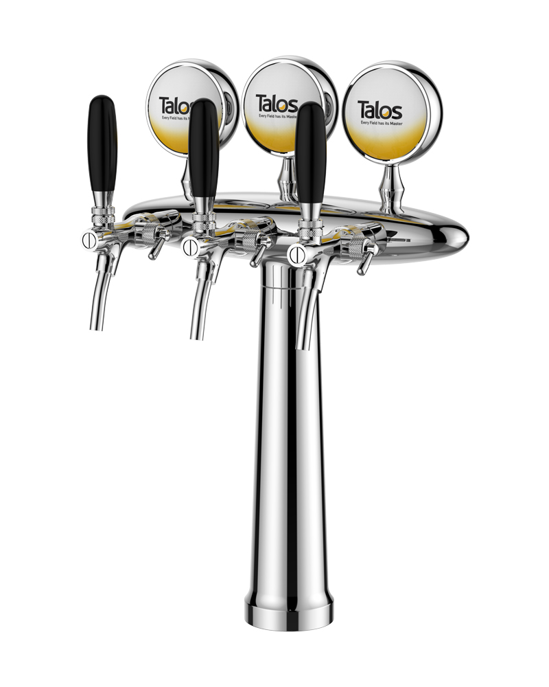 TALOS Elliptical Tap Tower Chrome 3-way Dispensing Tower Draft Beer Tower