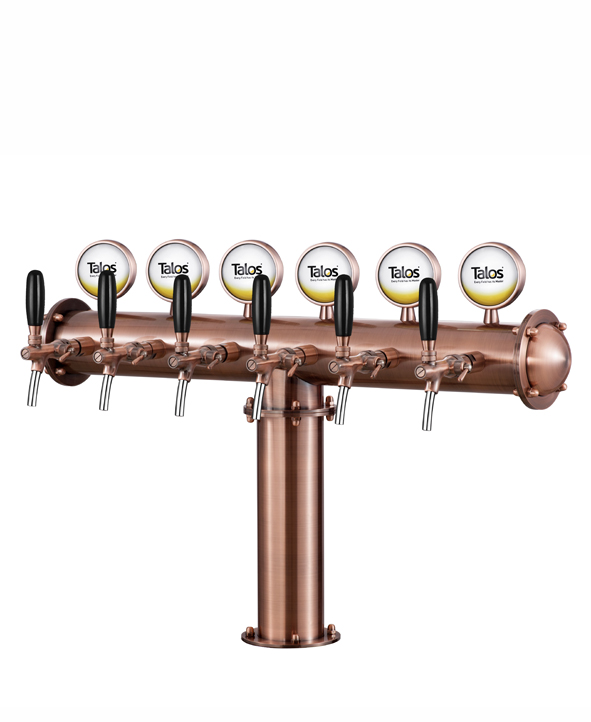 TALOS T Tower Stainless Steel 6 Tap Tower 102mm Beer Dispensing Equipment Draft Beer Tower (Red Bronze, LED)