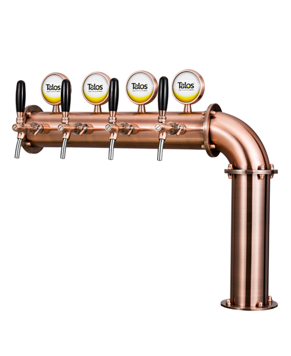 TALOS L Tower Stainless Steel 4 Tap Tower 102mm Beer Dispensing Equipment Draft Beer Tower (LED,Red Bronze)