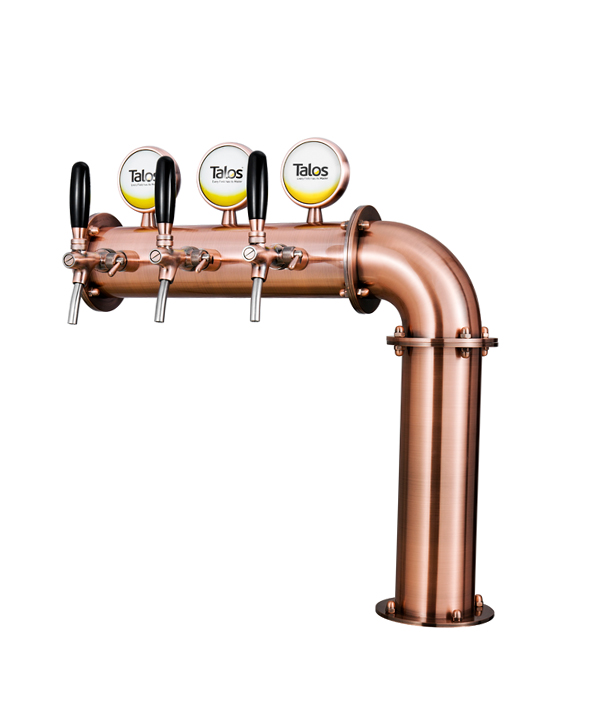 TALOS L Tower Stainless Steel 3 Tap Tower 102mm Beer Dispensing Equipment Draft Beer Tower (LED,Red Bronze)