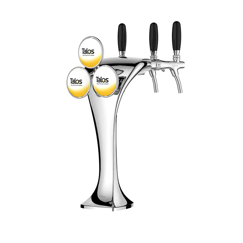 TALOS Cobra Tap Tower Chrome 3-way Dispensing Tower Draft Beer Tower