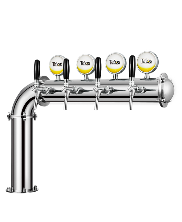 TALOS L Tower Stainless Steel 4 Tap Tower 102mm Beer Dispensing Equipment Draft Beer Tower (LED,Polished)