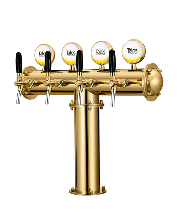 TALOS T Tower Stainless Steel 4 Tap Tower 102mm Beer Dispensing Equipment Draft Beer Tower (PVD, LED)