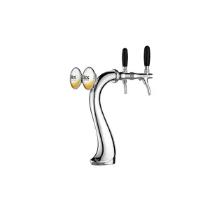 TALOS Swan Tap Tower Chrome 2-way Dispensing Tower Draft Beer Tower
