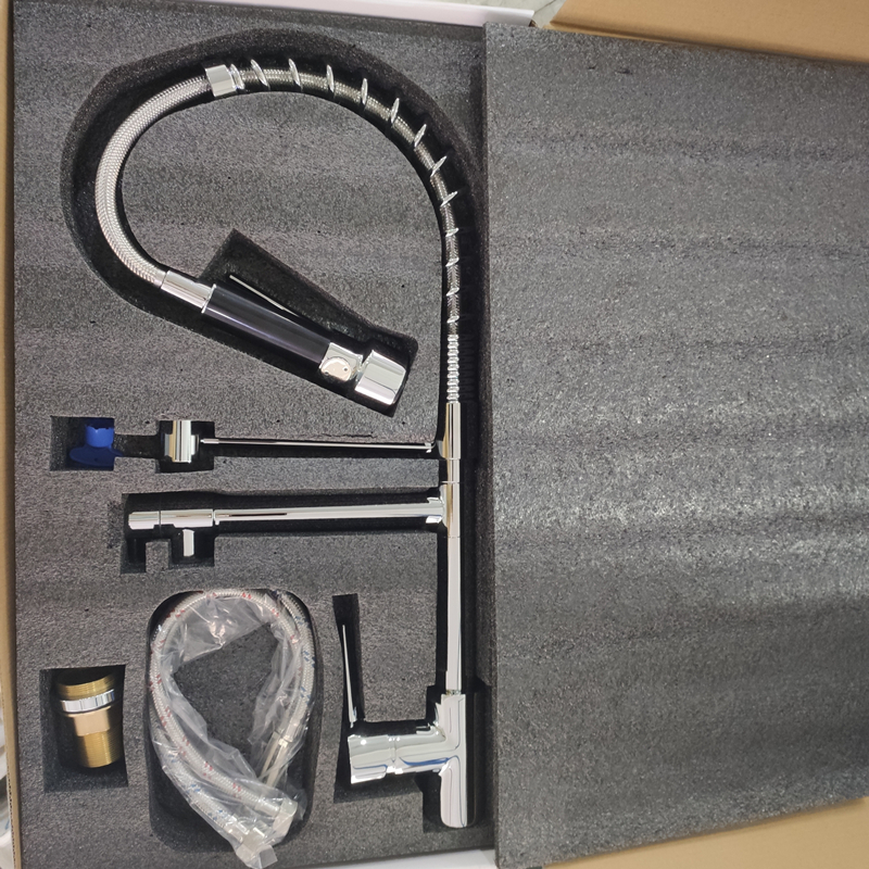 A20053 brass chrome double spouts kitchen faucet
