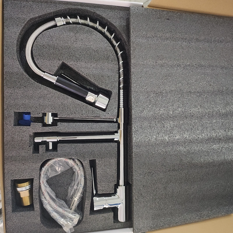 A20053 brass chrome double spouts kitchen faucet
