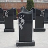 China Shanxi Black Granite Diamond Carved Upright Tombstone