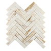 New Polished Calacatta Gold Herringbone Marble Mosaic Tile