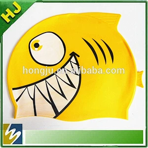Fish silicone swimming caps for kids