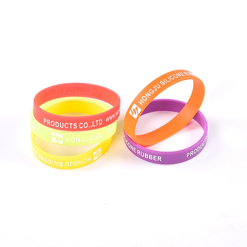 Bulk cheap silk print debossed embossed rubber silicone bracelet with logo print engrave