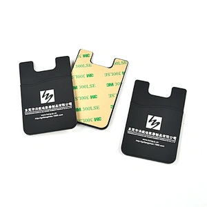custom silicone rubber different style promotional mobile phone card holders cover with strong self sticky