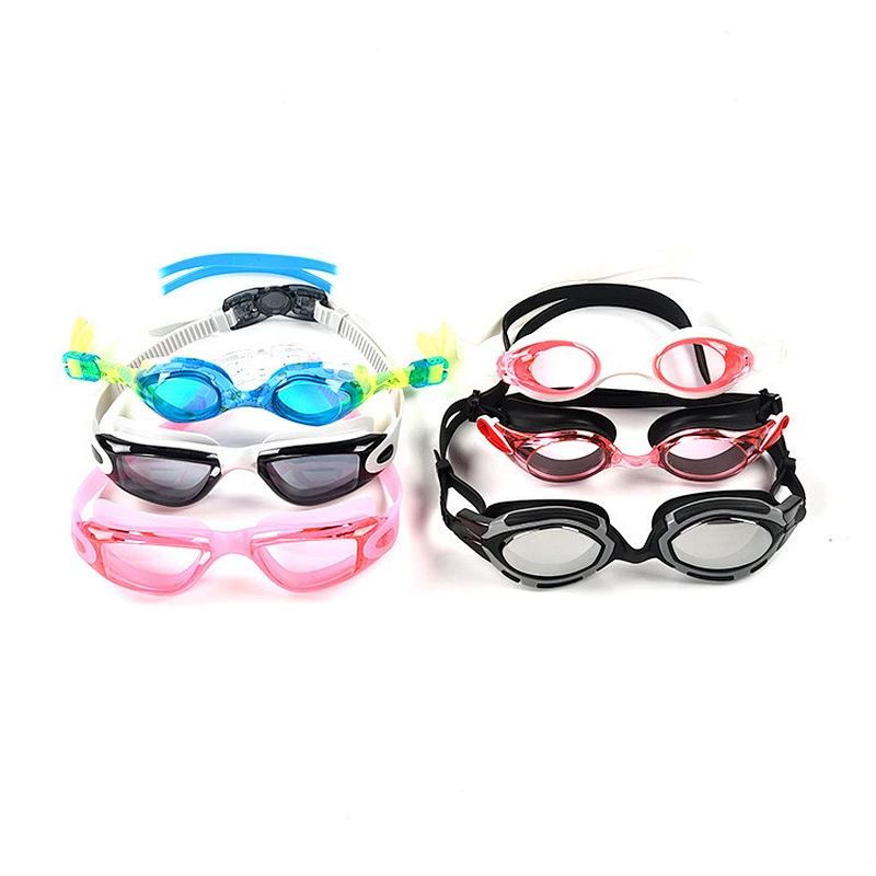 factory prices wholesale adjustable elastic swimming silicone rubber goggles with anti-fog PC lens
