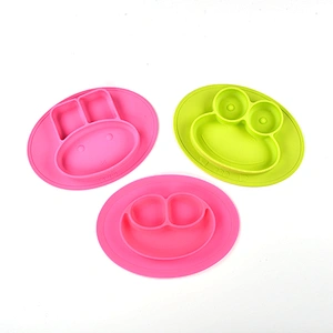 Hongju OEM customized coloful lovely animal shapes food grade silicone rubber baby/children plate