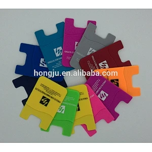Mobile Phone credit card holder,silicone 3M Sticker adhesive wallet cell phone back cover card holder