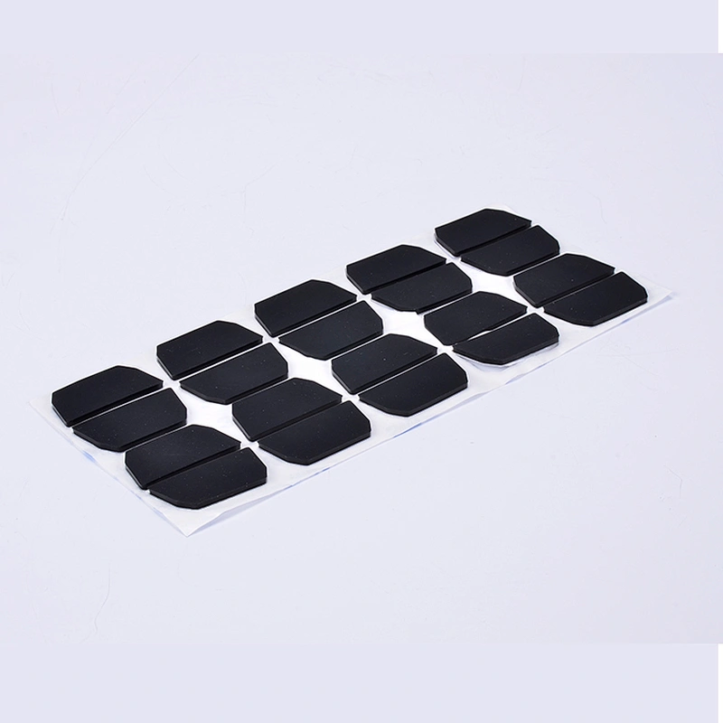 Guangdong customized various shapes black hard silicone rubber strong self adhesive flat foot pads
