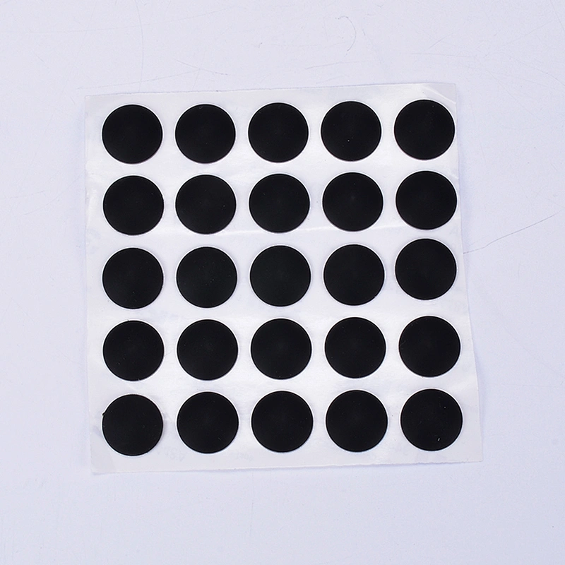 Guangdong customized various shapes black hard silicone rubber strong self adhesive flat foot pads
