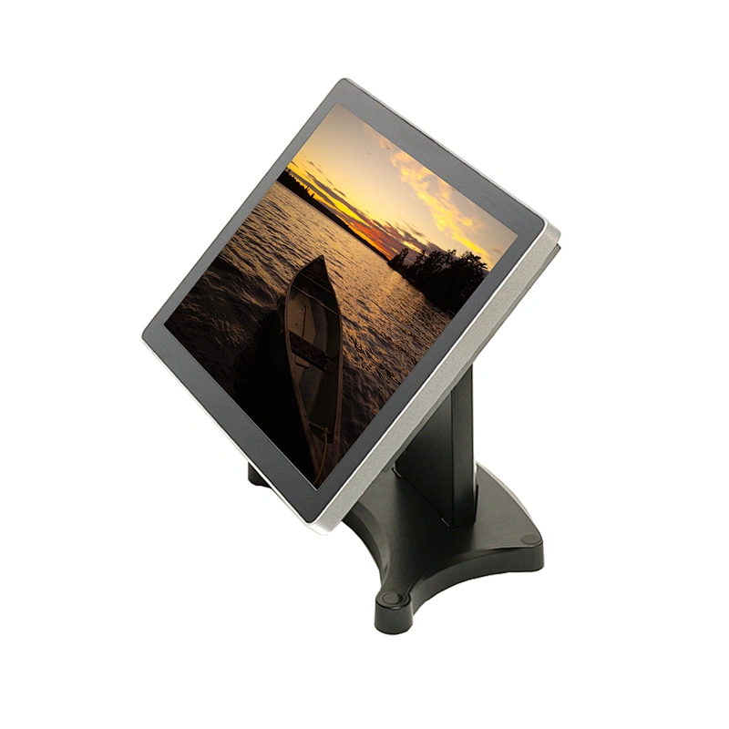 Fashion 15 inch PCAP touch screen monitor true flat surface with metal stand