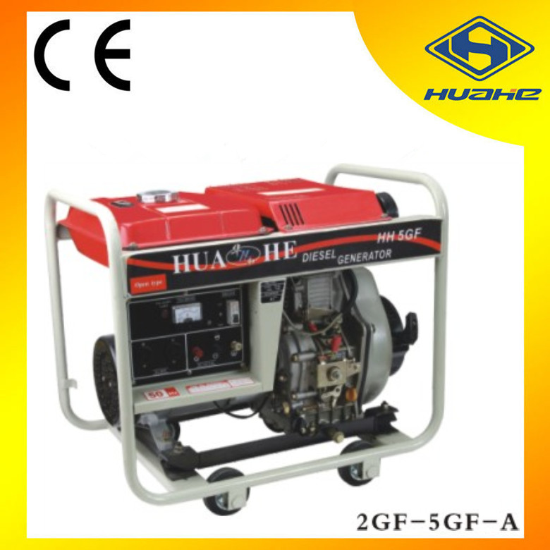 open type 5KW electric single phase with 4wheels and handle diesel generator welding machine