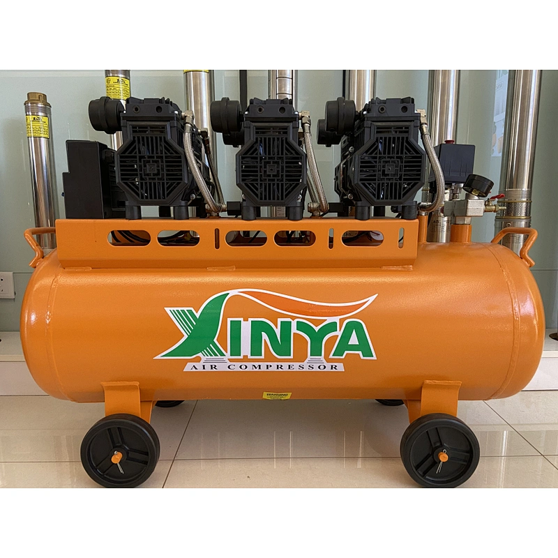 XINYA 8bar 100L 220V/380V 3 motors mute oil free air compressors for Food Industry (XY338-100)