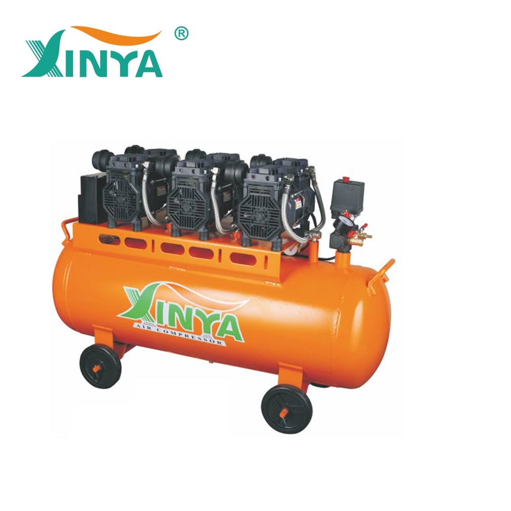 XINYA 8bar 100L 220V/380V 3 motors mute oil free air compressors for Food Industry (XY338-100)