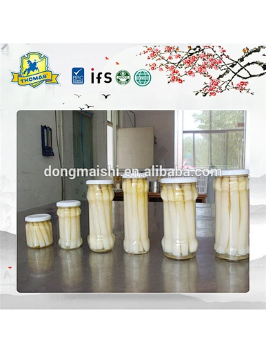Gros Sweet sour saveur asperges blanches en bouteille en verre