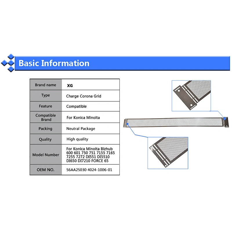 56AA25030 Charge Corona Grid for Konica Minolta Bizhub 600 601 750 751 7165 7255 7272 BH600 Charge Control Plate ( Grid )
